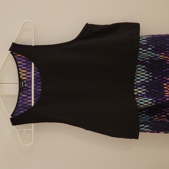 Hurley color block graphic black purple pattern mini dress sleeveless - Picture 2 of 4